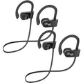 Bluetooth Headphones Deep Bass Wireless Running Headphones w/16 Hrs Playtime Bluetooth Earbuds in-Ear w/Earhooks IPX7 Waterproof Sports Earphones with Microphone for Calls (Two Black Headphones)