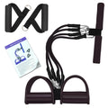 Foot Pedal Resistance Band with Handles Multifunctional Pedal Puller Resistance Rope Strength Training Equipment Fitness Workout Exercise Trainer 4-Tube (Black)
