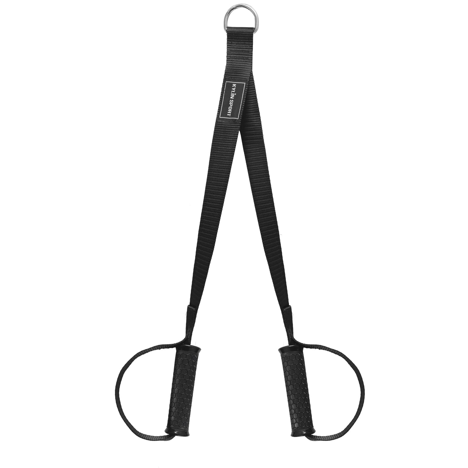 KYLIN SPORT Long Stirrup Handle with Metal Carabiner Cable Machine Attachments Resistance Band Handles Silicon Grips Fitness Strap